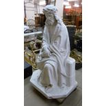 A large French ecclesiastical painted plaster figure of Jesus Christ