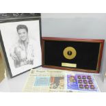 Elvis Presley; Special Edition newspaper, print, commemorative stamps and a framed disc