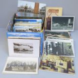 Postcards; a box of postcards, vintage to modern