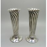 A pair of Victorian silver fluted vases, Sheffield 1890, 104g
