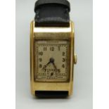 An Art Deco 9ct yellow gold wristwatch