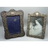 Two silver photograph frames, a/f, 15cm x 20cm approximately