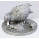 A Franklin Mint Mallard Time pewter figure