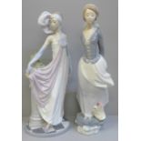 Two tall Lladro figures of ladies