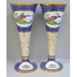 A pair of Spode Copeland's China trumpet vases, 31cm, both restored