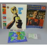 A 1966 World Cup brochure annotated and with a Switzerland v Spain ticket stub (Hillsborough 15/7/
