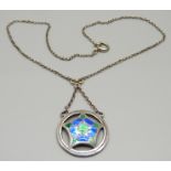 An Arts and Crafts silver and enamel pendant necklet
