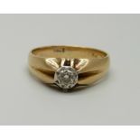 An 18ct gold and diamond solitaire ring, 6.7g, T