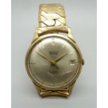 A gentleman's 9ct gold cased Centaur de Luxe wristwatch, crystal a/f