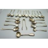 A collection of silver cutlery, 345g