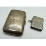 A silver vesta case and a silver cigarette case, 71g