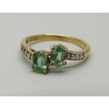 A 9ct gold, tourmaline and zircon ring, 2.2g, P