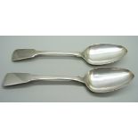 Two silver serving spoons, London 1777 and 1789, 134g