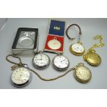 A collection of pocket watches including one silver