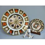 A Royal Crown Derby 1128 pattern plate, teddy bear paperweight and a Royal Crown Derby 2451 dish