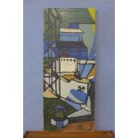 * Hayes, abstract harbour landscape, oil on canvas, unframed