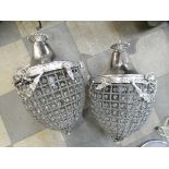 A pair of French Empire style pear shaped chandeliers