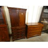 A French style hardwood commode and a mahogany cocktail cabinet
