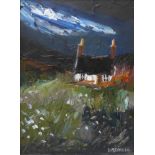 George Somerville (Scottish b.1947), In The Moonlight, oil on board, 27 x 20cms, framed