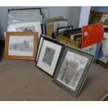 A large quantity of 18th/19th Century and later etchings, engravings and prints