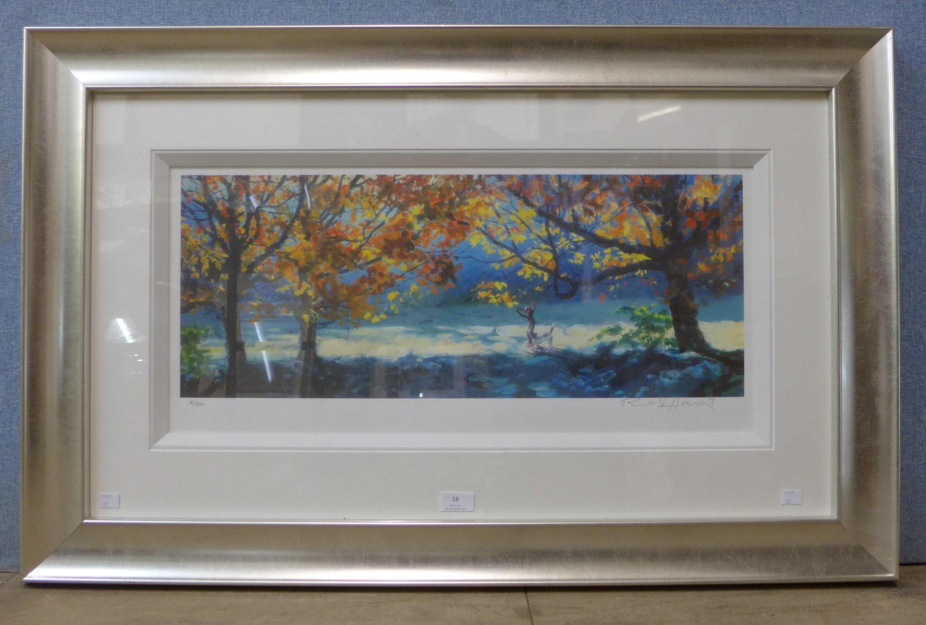 A signed Rolf Harris limited edition print, Backlit Boy & Dog, framed - Bild 2 aus 4