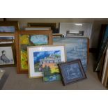 Eighteen assorted contemporary oils and watercolours, including Eastern European School and