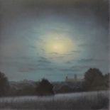 Lawrence Coulson (b.1962), Lincoln Moonlight, oil on board, 44 x 44cms, framed