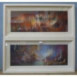 Philip Gray (Irish b.1959), pair of landscapes, pastel, 28 x 78cms, framed