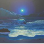 A signed Paul Corfield limited edition print on board, Sailing by Moonlight, 49 x 49cms, framed
