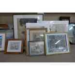 Assorted 18th and 19th Century etchings and engraving, framed and unframed