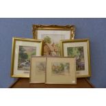 Sid Gardner, collection of five landscapes, watercolours, framed