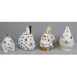 Four Royal Crown Derby paperweights, Baby Rabbit, Meadow Rabbit, Bunny and Rabbit, all with gold