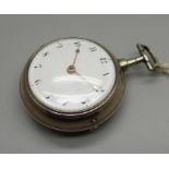 A silver pair cased verge fusee pocket watch, John Parker, London, the case hallmarked London 1806