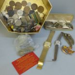 Two Oris wristwatches, other watches, coins and costume jewellery