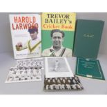 A collection of facsimile cricket autographs including 1956 Nottingham players, a signed Trevor