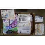 Stamps; World accumulation in a box with GB presentation packs, world and GB first day covers and