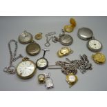 Pocket watches, pendant watches and chains, etc.