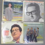 Three Buddy Holly LP records and one Crickets LP record