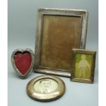 Four silver photograph frames, a/f