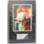 A Led Zeppelin autographed display; Robert Plant
