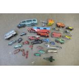 A collection of Lesney, Corgi and Dinky die-cast model vehicles, playworn