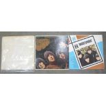 Three Beatles LP records including Brazilian White Album