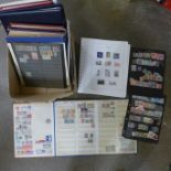 Stamps; a box of stamps, covers, etc., loose and in albums