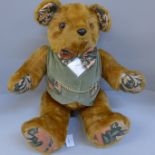The Old Fashioned Bear jointed Teddy with growler, 42cm