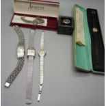 A lady's 9ct gold cased Accurist wristwatch and other watches