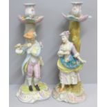 Two continental figural candlesticks