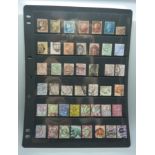 Stamps; a stock sheet of GB Queen Victoria stamps with red and blue imperfects, lilac and green to