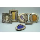 Six silver photograph frames, a/f