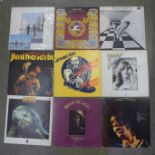 Twelve LP records mainly 1970s including Pink Floyd, Thin Lizzy and Yes, etc.