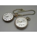 Two silver cased pocket watches, one West End Watch Co., and one with movement marked The